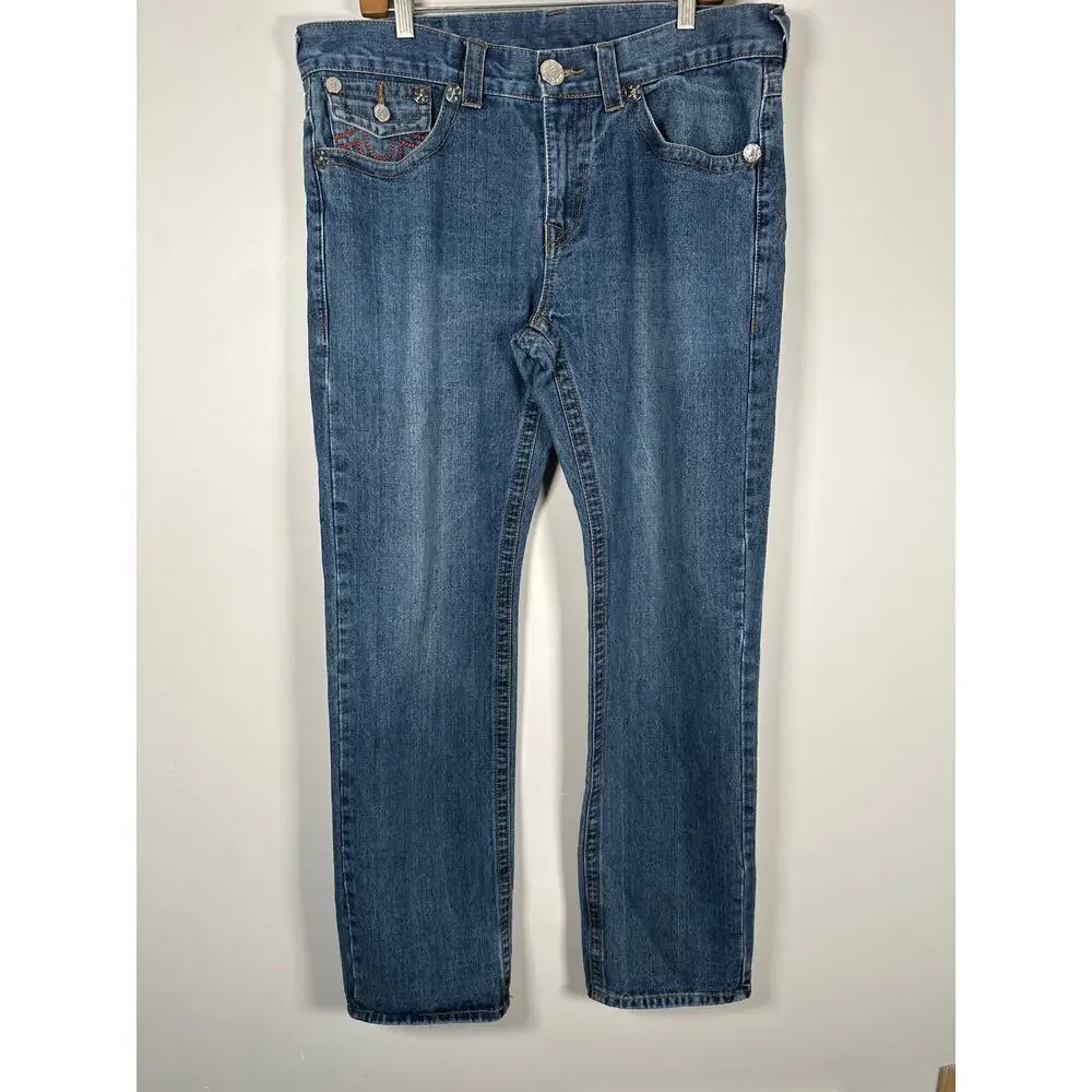 True Religion Mens Big Flap Red‎ Stitch Jeans Size 36 Straight